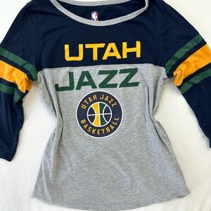 Utah Jazz Fitted Baby Tee 3/4 Sleeve — NBA Y2K Sporty Girl Top Size Medium